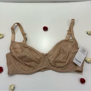 Chantelle Tan Full Figure Unlined Minimizer Lace Bra 40D NWT